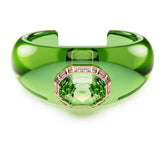 Dulcis cuff, Octagon cut, Pavé, Green, Gold-tone plated